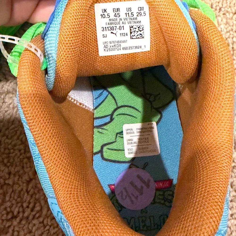 PUMA‎ Mens MB.03 TMNT Sneakers Basketball Slime Mismatched Rare Size 11.5
